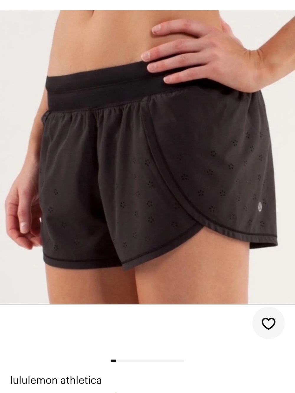 lululemon athletica Black Running Breeze By Shorts with Laser-Cut Flowers, sz 4